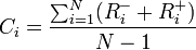 : C_i = frac{ sum_{i=1}^N ({R_i^-} + {R_i^+})}{N-1}