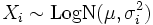 X_i sim mathrm{LogN}(mu, sigma_i^2)