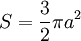 S = {3over 2} pi a^2
