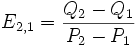E_{2,1}=frac{Q_2-Q_1}{P_2-P_1}
