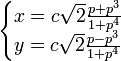 egin{cases}x=c sqrt{2}frac{p+p^3}{1+p^4}  y=csqrt{2} frac{p-p^3}{1+p^4}end{cases}