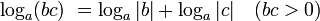 log_a (bc) = log_a |b| + log_a |c| quad (bc&gt;0)