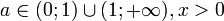 a in (0;1) cup (1;+infty ), x &gt; 0