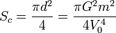 S_c=frac{pi d^2}{4}=frac{pi G^2m^2}{4V_0^4}