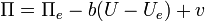  Pi = Pi_e - b(U-U_e) + v ,