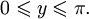 0 leqslant y leqslant pi.