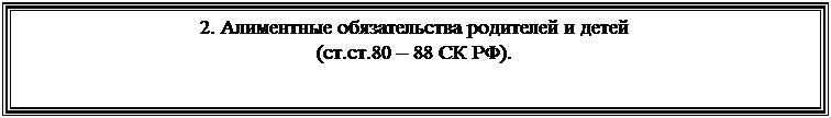 Подпись: 2. Алиментные обязательства родителей и детей
(ст.ст.80 – 88 СК РФ).
