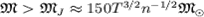 ${mathfrak M}>{mathfrak M}_Japprox 150 T^{3/2} n^{-1/2} {mathfrak M}_odot$