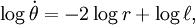 logdot	heta = -2log r + logell,