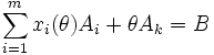  sum_{i=1}^m x_i (	heta) A_i + 	heta A_k = B 